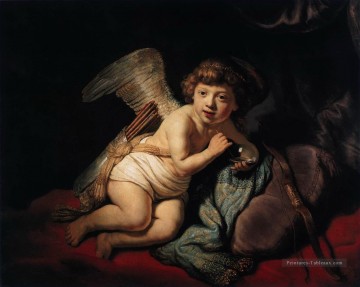 Cupidon soufflant des bulles de savon Rembrandt Peinture à l'huile